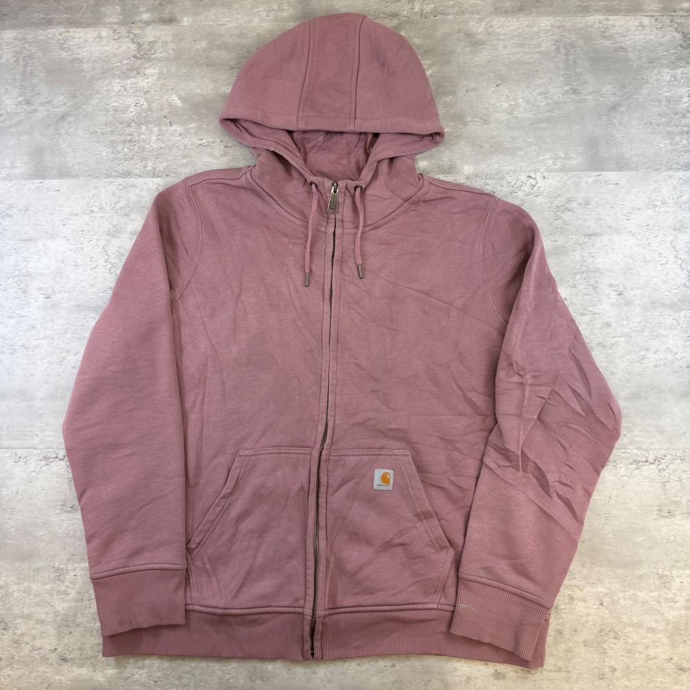 Carhartt Womens XXL Relaxed Fit Full Zip Hoodie Pink Fleece Lined Sweatshirt